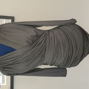 NWT silver gray wrap body-con mini dress sz 14